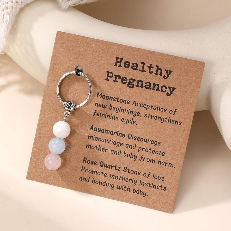 Drogomen Store Healing Crystal Keychain Gift for New Beginnings Calming Anxiety Luck Protection Natural Gemstone Keychain for Women - Image 2